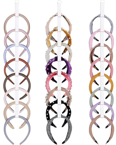 FrostyFlair Supporto per Fasce Organizzatore, Set di 3 Conservazione per Fasce Pendenti per Donne e Ragazze, Conservazione Elastici per Capelli Bianchi, Decorazione per Camera da Letto e Dormitorio