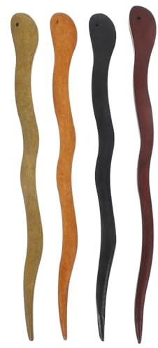 FRCOLOR Bastoncini per Chioma Cinesi in Legno Multicolore, 4 Pezzi per Decorazioni Chioma Femminili e Accessori per Acconciature Raccolte