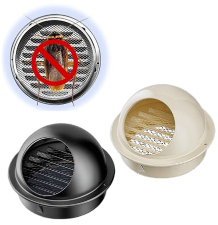 Griglia Aerazione Regolabile,Nero Comignolo Antivento,Bianco Crema Canna Fumaria Stufa a Pellet 100mm 110mm 150mm 160mm per Uso Interno Ed Esterno,HVAC per Bagno,Cucina(Black,160mm/6.3in)