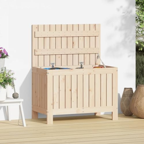 Frdhee Boxen Aufbewahrung Gartenbox, Gartentruhe 76x42,5x54 cm Massivholz Kiefer, Ideal für Balkon und Kleine Flächen