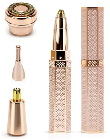 Eliminador de vello facial para mujer, 4 en 1, afeitadora eléctrica para el vello facial, recortador de vello nasal, afeitadora de cejas, portátil, para mujer, para cara, ceja, oreja, axila, bikini