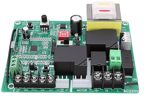 Spacnana Scheda di Controllo Apricancello Scorrevole, Kit Scheda Elettronica per Controller Porta Elettrica Rolling Code 433,92 MHz con 2 Telecomandi per Uso in Fabbrica di Cancelli (220V)