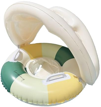 Yidueace Salvagente Neonato - Ciambella Neonato con Parasole, Anello di Nuoto Gonfiabile, per Bagno, Piscina, per Vacanze, Spiaggia, Estate, Giochi d'Acqua, Mare per Bambini da 0-4 Anni