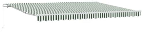 hliofuir Auvent à bras articulé - 450 x 300 x 165 cm - Auvent rétractable pour terrasse et jardin - Auvent manuel à bras articulés en polyester et métal - Toit rayé vert et blanc