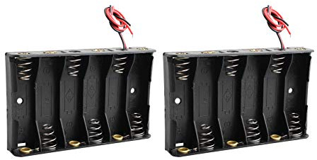 HALJIA Batterie-Aufbewahrungsbox mit Draht, 9 V, AA, 6 x 1,5 V, Kunststoff, 2 Stück