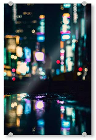 artboxONE Acrylglasbild 30x20 cm Städte/New York Warten Bild hinter Acrylglas - Bild tiefenschärfe Lichter Regen