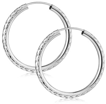 MATERIA by Matthias Wagner Damen Ohrringe Creolen Silber 925 diamantiert 30mm - Glitzer Silbercreolen Ringe SO-326