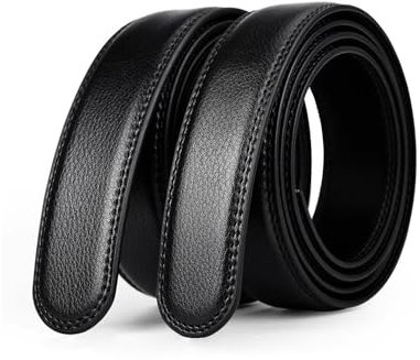 EKdirect 2 Stück Herren Ersatzgürtel ohne Schnalle Leder Automatik Gürtel (Schwarz Schwarz, 120cm)