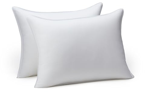 Amazon Basics Down Alternative Pillow for Side and Back Sleepers, Medium Density, Standard Size, 26 x 20, 2-Pack, White