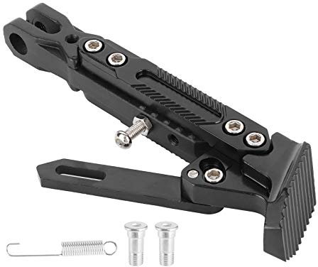 Cavalletto laterale, cavalletto laterale universale per motocicletta Supporto per cavalletto regolabile per gamba di parcheggio-Lega di alluminio Piedistallo universale regolabile