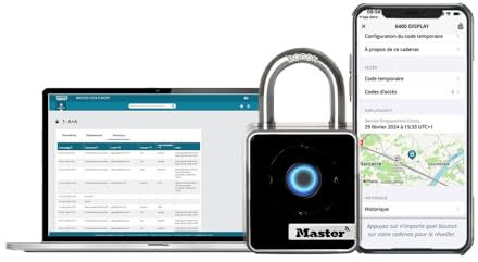 Master Lock 4400EUREC Bluetooth Smart Padlock for Professional and Private Use, Indoor, Bluetooth Access with Smartphone