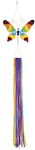 In the Breeze 5191 — Butterfly & Ribbon Windsock - Colorful Resin Medalion Suncatcher