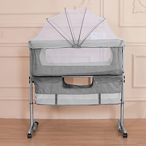 HUOLE Lettino multifunzionale e box 4 in 1, per bambini fino a 45 kg di peso corporeo, Lettini convertibili Culla con Materasso, con materasso, cinghie di fissaggio93*57 * 71-88 cm (grigio scuro)