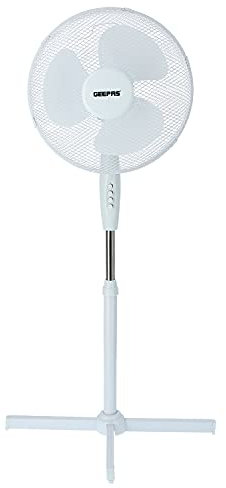 Geepas 16’’ Pedestal Fan | Electric Floor Stand Cooling for Home or Office | 3 Speed Settings, Oscillating/Rotating & Static Function | Adjustable Stand Air Cooling Fan | 2 Year Warranty (Renewed)