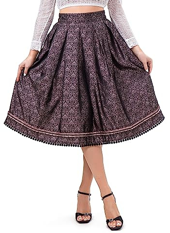 Kelliar Trachtenrock Damen Knielang Vintage Röcke Oktoberfest Trachten Rock Schwarz