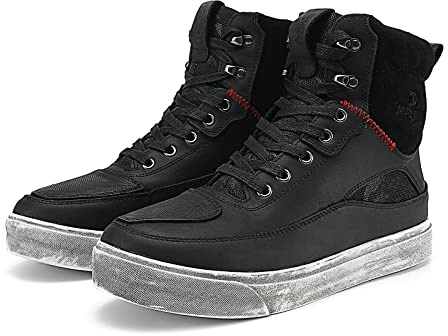 BORLENI Motorradschuhe Herren Motorradstiefel Leder Männer mit seitlichem Reißverschluss Knöchelschutz Anti-Rutsch Sohle 40-47 EU