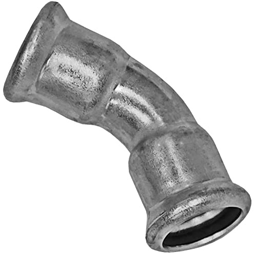 MegaHaustechnik Winkel 45 Grad 28x28 Pressfitting aus Edelstahl V4A für Rohr-Außendurchmesser 28mm zum Verpressen M-Kontur, Trinkwasser geeignet, VA INOX