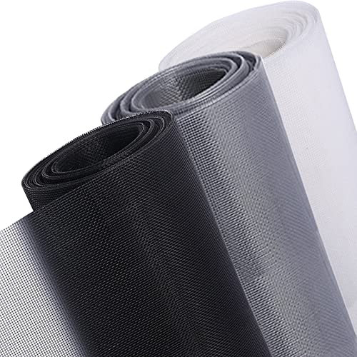 Fliegennetz Meterware 120x350cm, Fliegengitter Stoff Meterware Flammhemmend für Balkontür Dachfenster Wohnzimmer Bodentiefe Fenster, Schwarz
