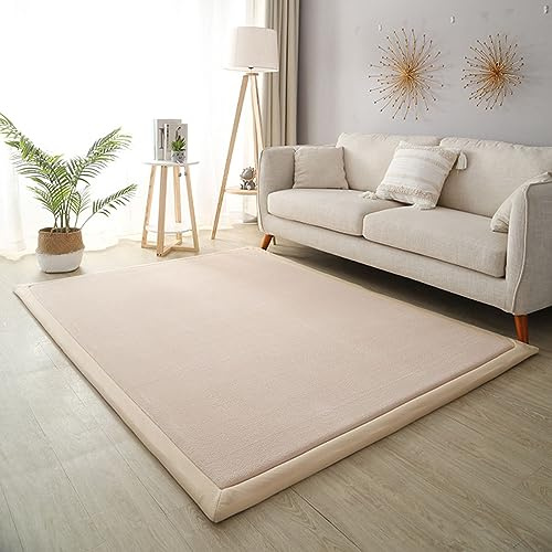 Dmkjdzsw Krabbelmatte für Baby, rutschfest, Kinderzimmerteppich, Korallensamt, 2 cm dick, Kinderteppich, Hellbraun, 100 x 120 cm