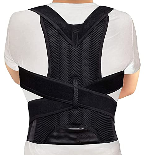 KINGCOO Rücken Geradehalter Rückenbandage, Atmungsaktive und Verstellbare Rückenstützen Buckelkorrekturgurt Haltungskorrektor für Herren Damen,Reduziert Nacken Rücken Schulterschmerzen(4XL,Schwarz)