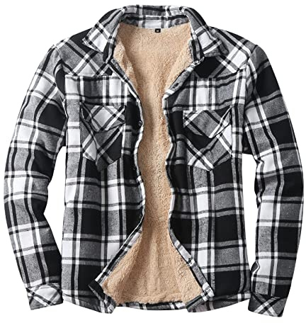 Beokeuioe Camicia invernale da uomo, in flanella, fodera in pile, fodera protettiva, per taglialegna e lavoro