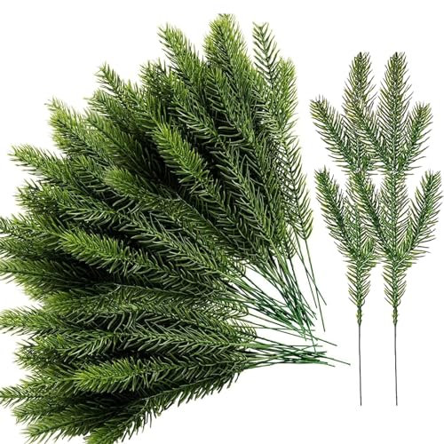 Zhixifan 40 PZ Ramo di Abete in Plastica Artificiale, Rami Artificiale per Albero di Natale, Cornice Della Porta, 28 cm