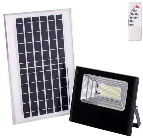 Proyector LED Solar 65W 4000K Panel: 6V/8W Batería: 3,2V/5000MaH Control Remoto [HO-SOLARFL-65W-01-W] | Greenice