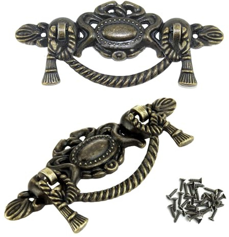 YOUYOUULU Schubladengriffe in Antik-Bronze, Vintage-Bronze, Schrankgriffe, Mitte des Jahrhunderts, Retro, Kommode, Möbeldekoration, Metallgriffe (Vintage 1), 6 Stück