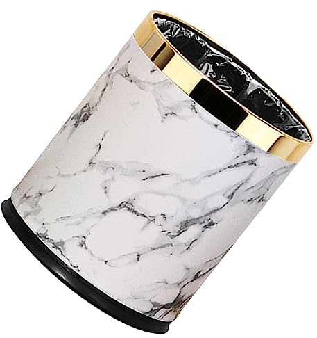 FONDOTIN Cute Trash Can Small Black Bin for Bathroom Bedroom Kitchen Wastebasket Lid Garbage Can for Home Office
