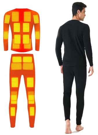 sous Vetement Homme Thermique sous - VêTements Chauffants Plus LéGers, Legging Homme Chaud, 22 Zones De Chauffage Combinaison Chauffante Tenue VTT Homme,3XL