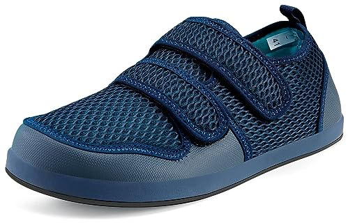 Diabetiker tofflor män kvinnor artrit ödem justerbar stängning sandaler extra breda kardborreband fritidsskor bekväma rehabiliteringsskor för seniorer, blå, 40 EU