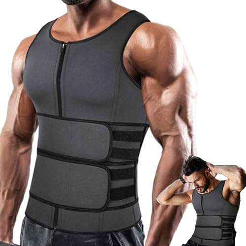 Qumiuu Gilet Minceur Homme,Gilet de Compression pour Homme | Body Shaper Minceur Débardeur Shapewear pour Hommes,avec Chemise de Compression de Gilet de Sport à Double Ceinture