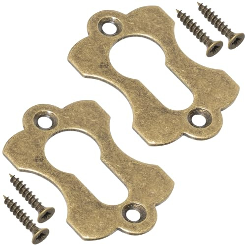 AERZETIX - C73733 - Paar von 2 Rosetten Platten 60x38x2 mm für profilzylinder - schlüssellochabdeckung - aus metall - tür, rosette, beschlag, schutz, sicherheit - farbe altmessing