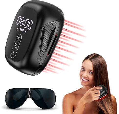 KTS Haarwuchs Kamm mit Rotlicht und Kaltlaser gegen Haarausfall, Rotlichttherapie gegen Haarwachstum, Haarpflege und Follikelaktivierung, Anti-Haarausfall-Kamm für Männer und Frauen