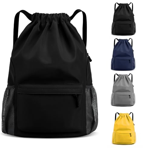 MEYDLL Zaino Sportivo, Zaino Piscina di Grande Capacità, Zaino Palestra con Coulisse, Zaino Sportivo Impermeabile con 2 Tasche Laterali, Borsa da Palestra per Donna e Uomo