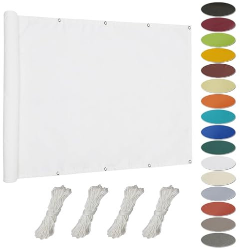 Vela Ombreggiante Parasole 1 x 1.4 m Tenda a Vela Parasole, Vela Ombreggiante Antivento Pes Protección Rayos UV per Serra/Balcone/Cortile/Tetto, Bianco