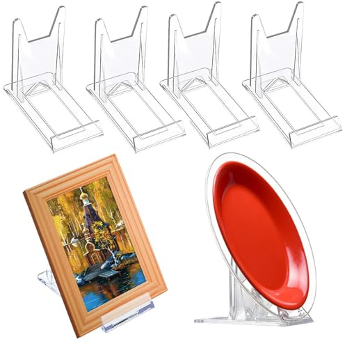 Acryl Ständer Kunststoff Tellerständer, Acryl Kartenständer 6 Stück, Klar Kunststoff Staffeleien, Tellerhalter Telleraufsteller,Transparent Acryl Tellerständer, Verstellbar Tellerhalter Ständer