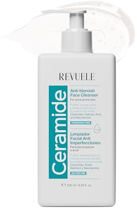 REVUELE Ceramide ANTIBLEMISH Detergente Viso - Anti-Imperfezioni con Ceramidi e Niacinamide, Purifica Pori, Riduce Brufoli e Pelle Liscia, 250 ml