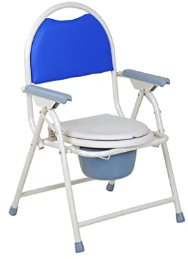 Klappbarer Toilettenstuhl/Duschstuhl, Nachttisch-Toilettenstuhl, Schwerer Toilettenstuhl mit Rückenlehne, Armlehne und abnehmbar, Leicht zu reinigen, Duschstuhl für ältere Behinderte, 150 kg schwerer