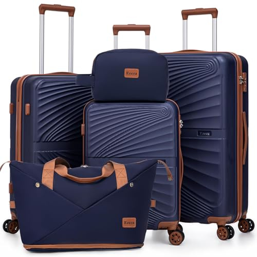 Eeeza Luggage Sets 5 Piece, Suitcases with Wheels, ABS Hard Case Luggage with TSA Lock Spinner Wheels, Carry On Luggage Set (20/24/28 inch)