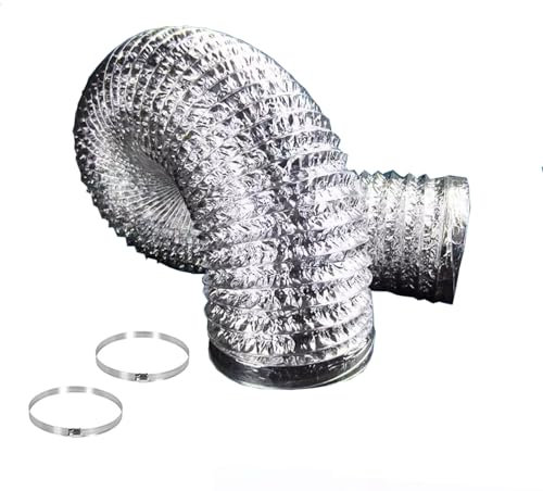 Abluftschlauch Flexibel Luftleitungen Aus Aluminium Mit 2 Schlauchschellen Für Klimaanlage, Rohrventilator Lüftungsschlauch Ø 80/100/120/150/160/170/180/200/250/300mm Für Wäschetrockner(3.0m,250mm)