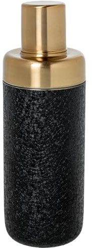 DRW Coctelera de 550ml de Acero Inoxidable Oro Mate Cubierta Negro 7,5x7,5x23 cm