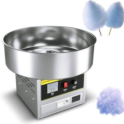GAYAYAS Máquina de Algodón de Azúcar Comercial de 1200 W, Máquina Eléctrica para Hacer Algodón de Azúcar de Acero Inoxidable, Azúcar Rápida, para Cocinar Bocadillos Divertidos para Fiestas,Silver