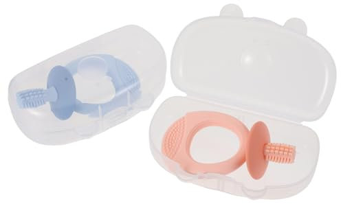 FRCOLOR 2 Stück Babyzahnbürste Silikon Mit Rutschfestem Griff Zungenreiniger Weich Bpa Frei Für Kleinkinder Und Babys Lernzahnbürste