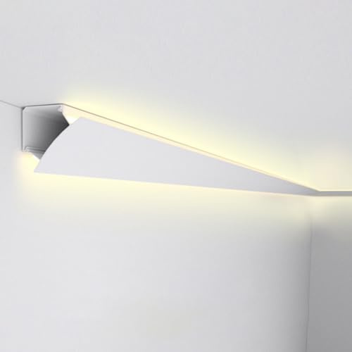 Veletta LED Soffitto Canale LED Decorativo, Illuminazione Indiretta Ad Angolo Per Soffitto Modanatura A Corona/diffusore A Strisce LED Per Interni Ed Esterni, Profilo In Alluminio Per Battiscopa Con C