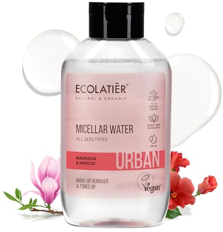 Micellar Water for Sensitive Skin with Organic Aloe Vera - 99.1% Natural Ingredients, Vegan, Hydrating Facial Cleanser & Micellar water Makeup Remover - 13.5 Fl Oz (Magnolia for All Skin Types)