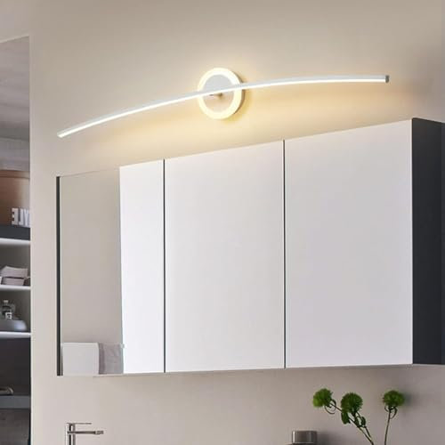 LED Lange Streifen Badezimmer Wandleuchten Moderne Design Lineare Spiegel Wandbeleuchtung Minimalistische Aluminium Wandleuchte Hintergrundlampe für Schlafzimmer Wohnzimmer (Weiß Warms Licht,100CM)