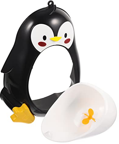 LIFKOME Orinatoio da Parete per Bambini Forma Pinguino in Abs Nero Grande Capacità e Ventose Potenti per Bagno e Casa, Allenamento Facilità per Ragazzi