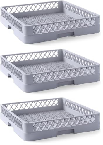 HENDI Spülkorb, Spülmaschinenkorb, Geschirrspülkorb, universal, feinmaschig, Polypropylen, 500x500x(H) 100 mm, grau (Packung mit 3)