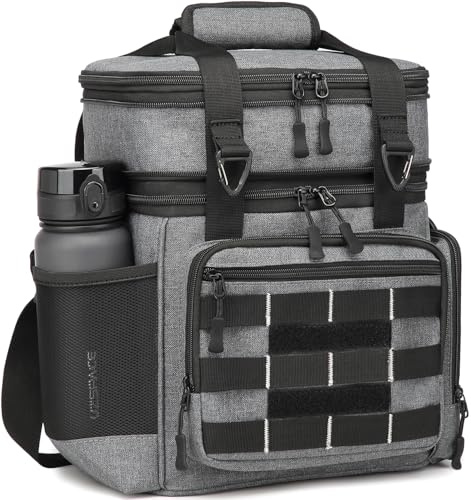 FRETHIND 16L/25L Bolsa Térmica porta Alimentos táctico Bolsa Comida Trabajo para Pícnic Oficina Playa Escuela (Gris, 16L)